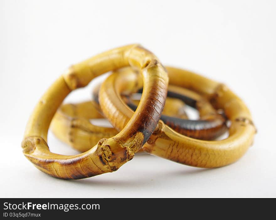 Close-up of bamboo napkin rings showing detail