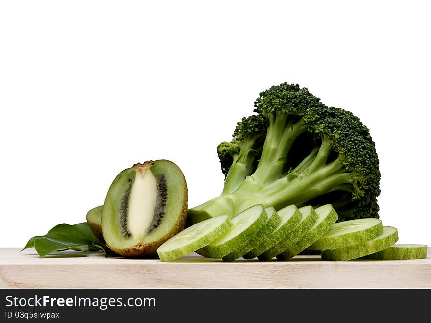 Broccoli vegetable set on white background