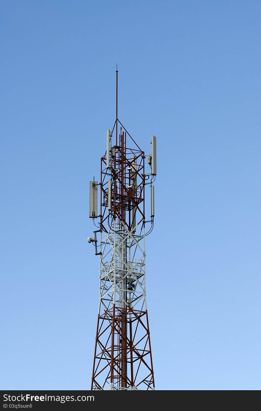 Antenna on blue sky for Communication.