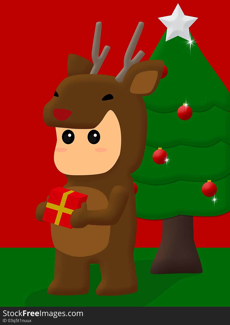 Small deer with Christmas gifts