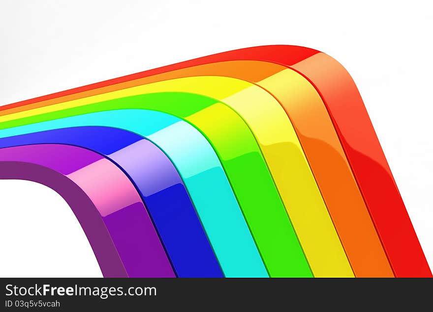 Beautiful Rainbow set on white background. Made in 3d. Beautiful Rainbow set on white background. Made in 3d.