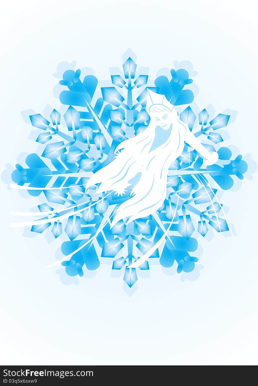 Snow Maiden on a snowflake