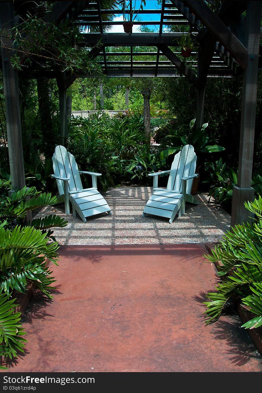 Pair of chairs in the park, Heritage Park FL. Pair of chairs in the park, Heritage Park FL