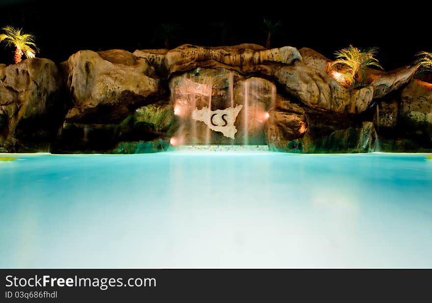 Big Fountain With Waterfall