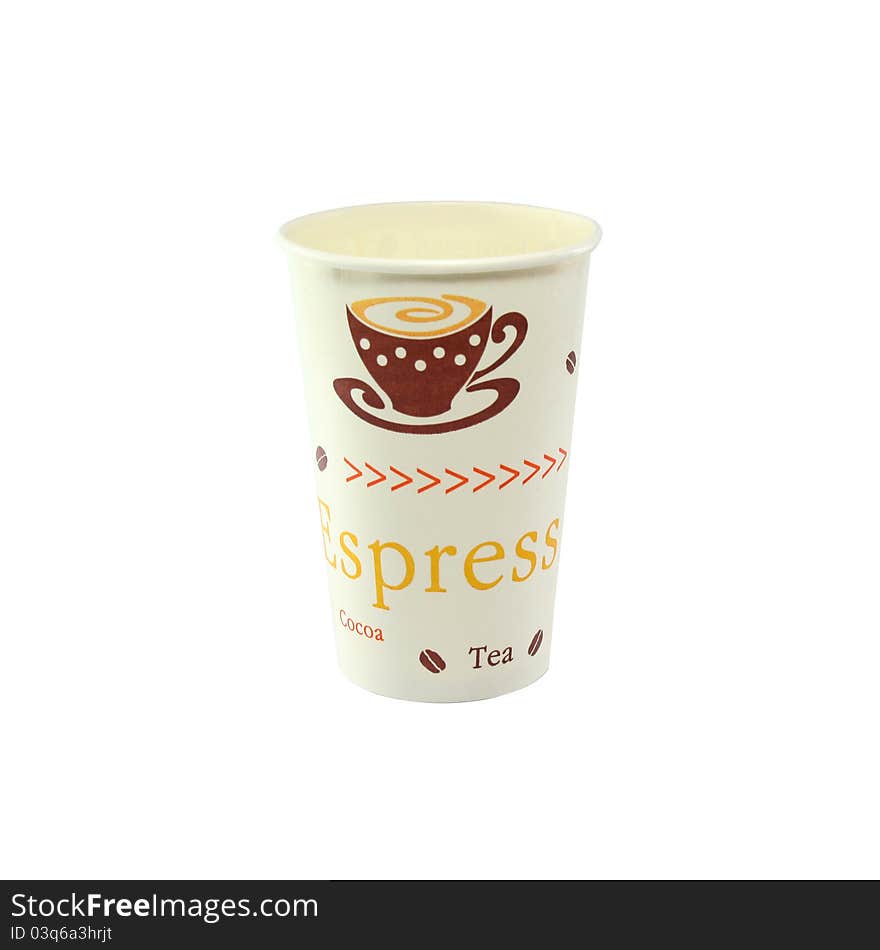 Paper cup on white background