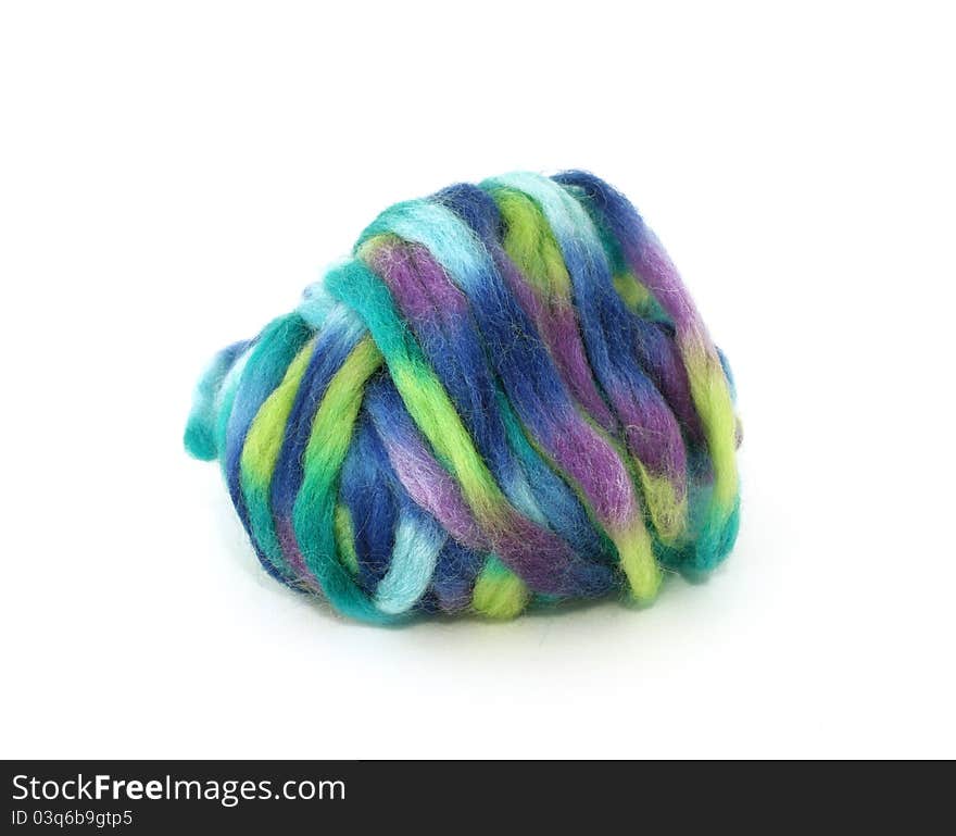 Colorful thick wool hank  on white