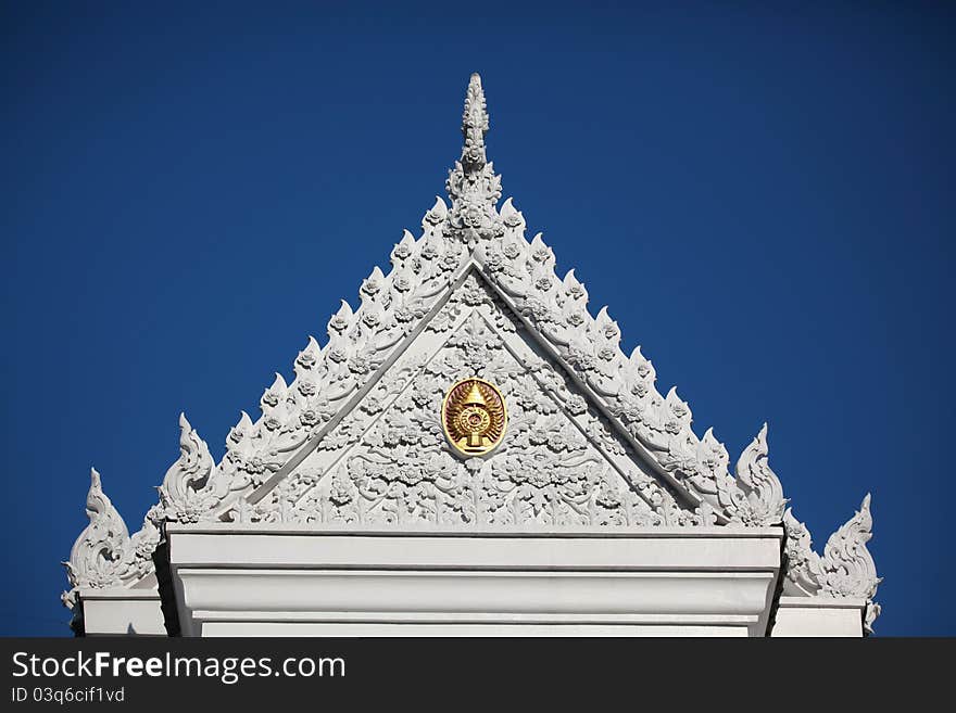 Buddhist temple in thailand with blue sky