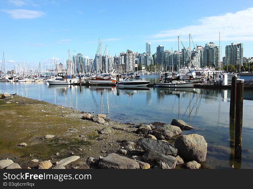 Marina & Vancouver BC skyline.