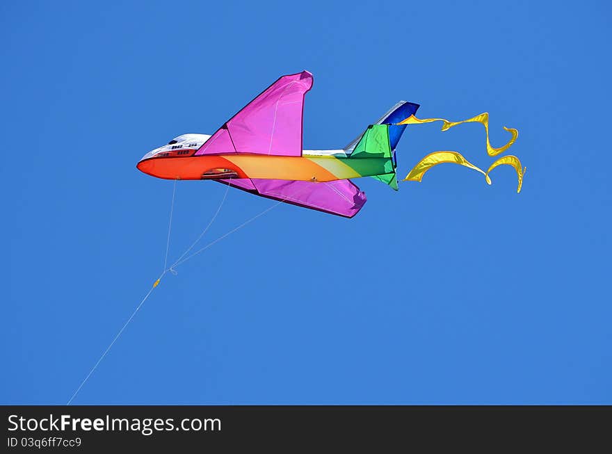 Rainbow Airplane kite in flight