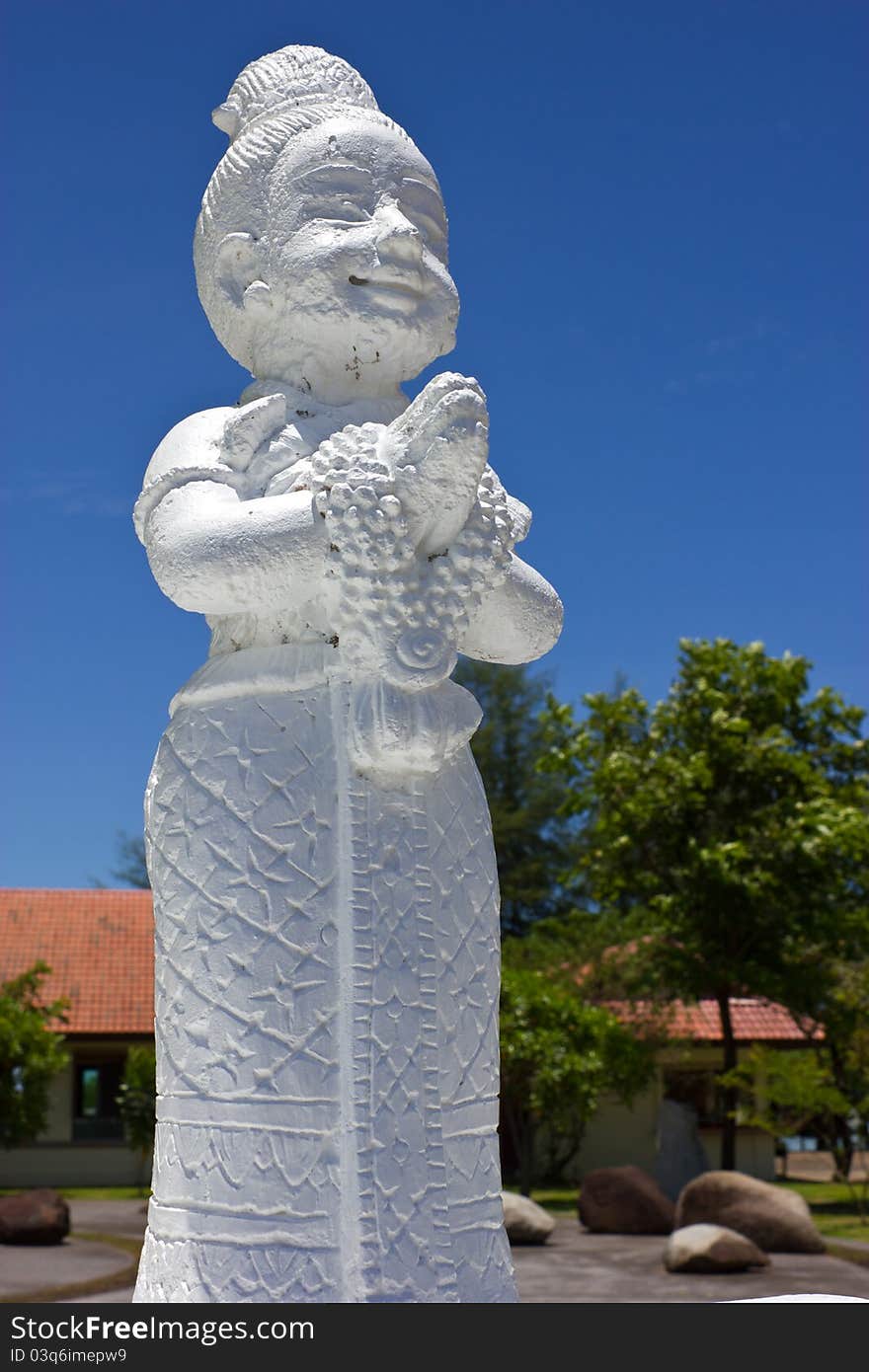 Teddy Thai women are respected cleaning hands beg with blue sky