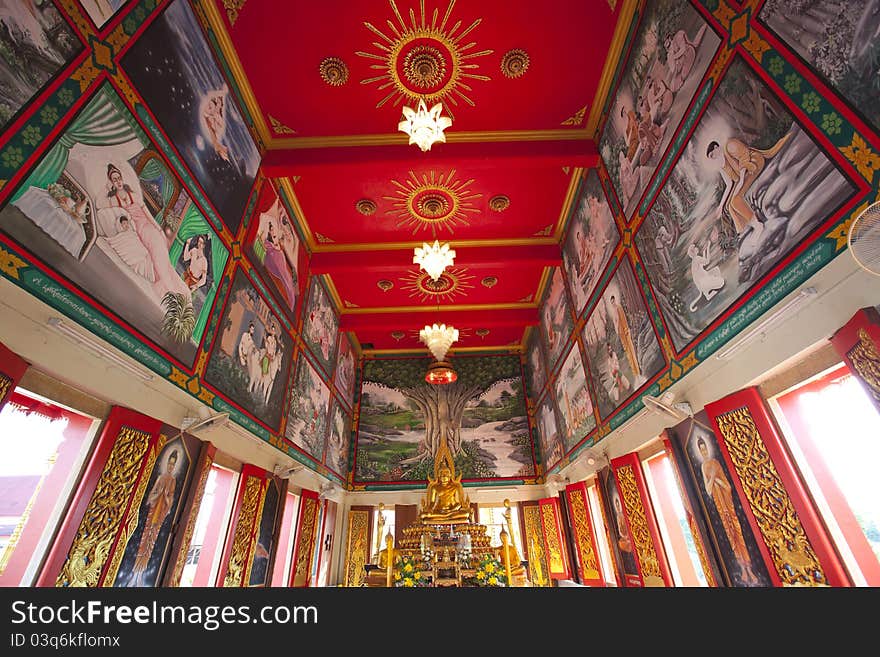 Buddhist temple with picture in thailand