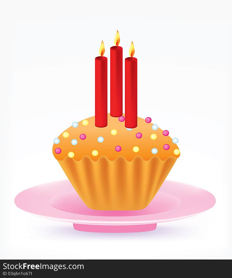 Muffin cake with birthday candles. Muffin cake with birthday candles