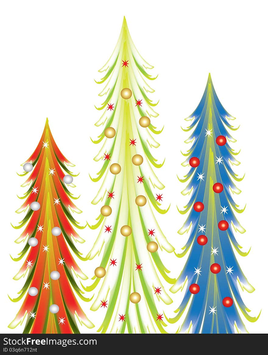 Colourful abstract Christmas trees with a stars. Colourful abstract Christmas trees with a stars