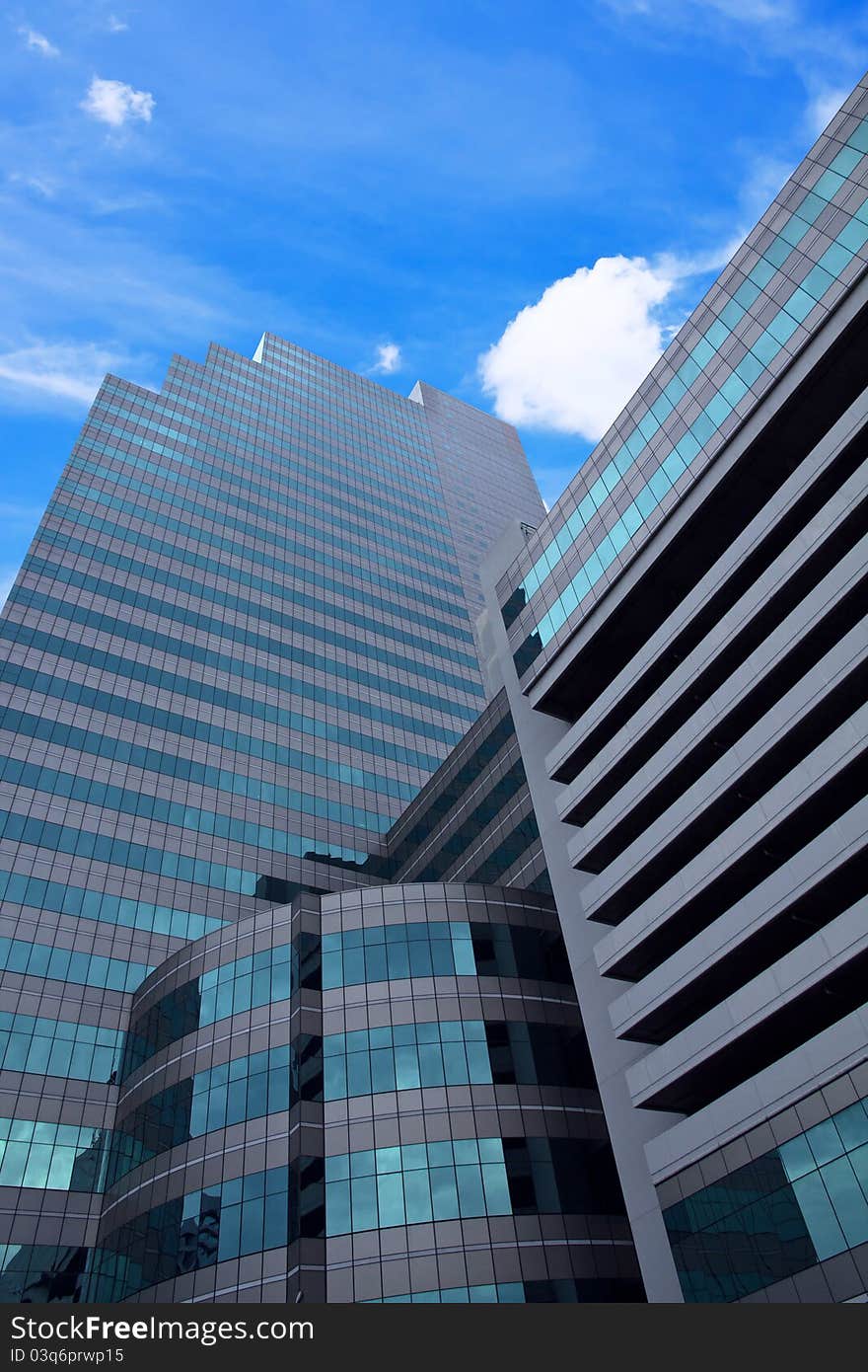 Modern Business buildings outdoor on blue sky background