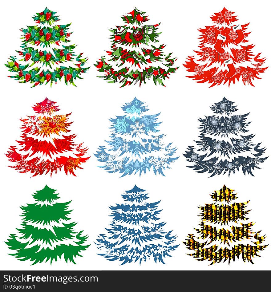 Collection of different Christmas trees