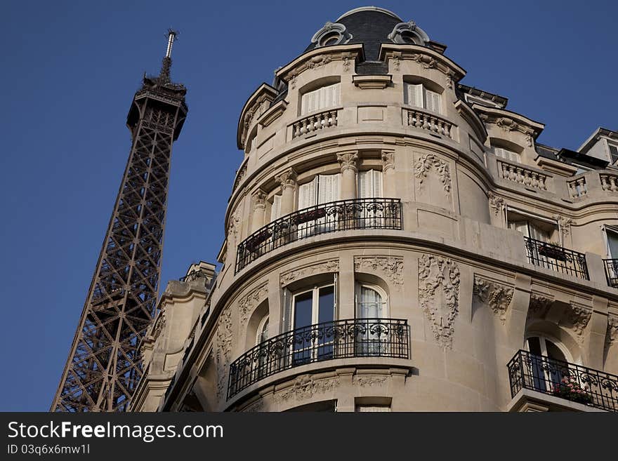 Eiffel Tower and Apartment Building, Paris