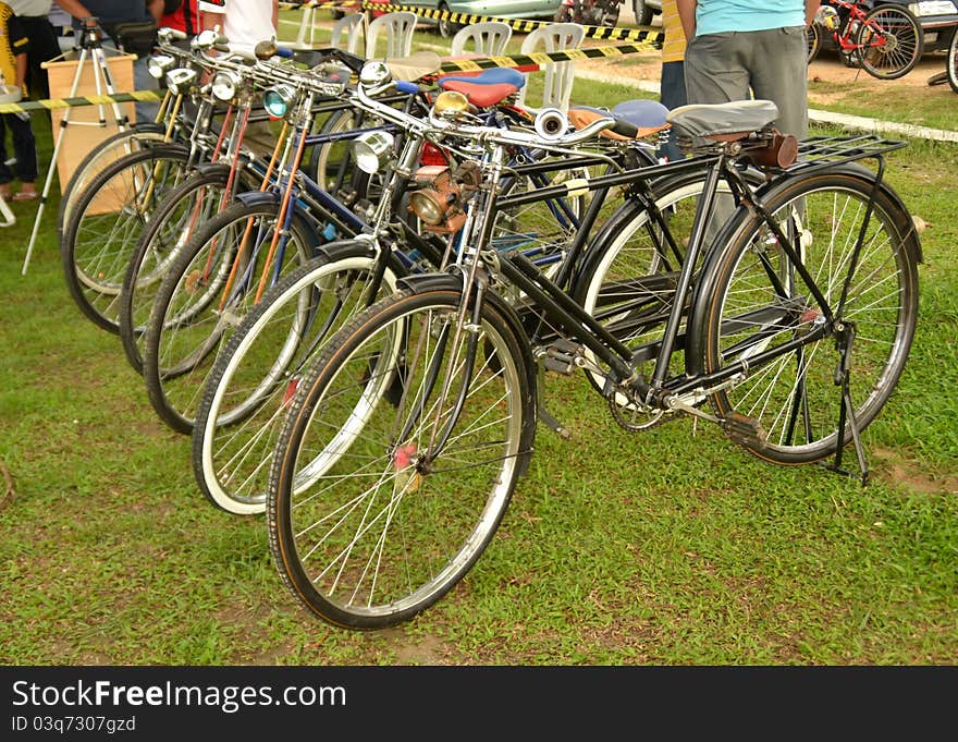 Old bicycle park in the field