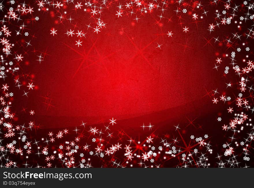 Winter red christmas background with snowflakes