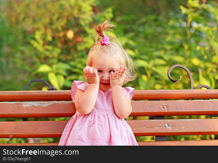 Portrait of little funny laughing girl. Portrait of little funny laughing girl