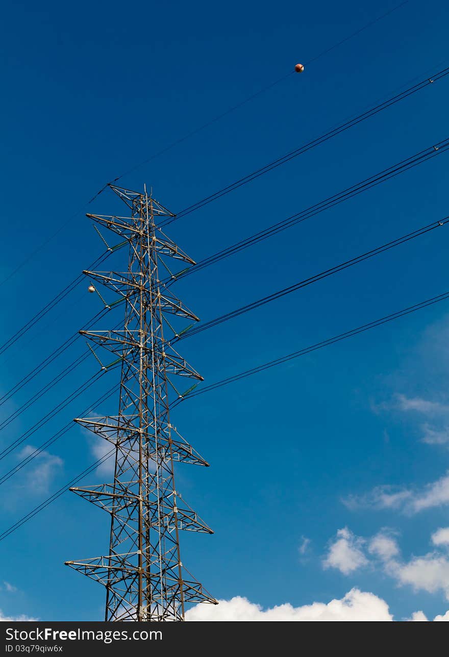 Electric Pole on blue sky