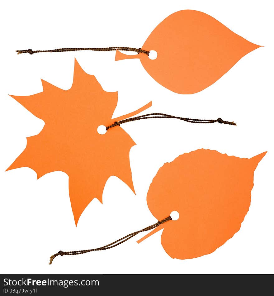 Three Orange Leaf-shaped Labels