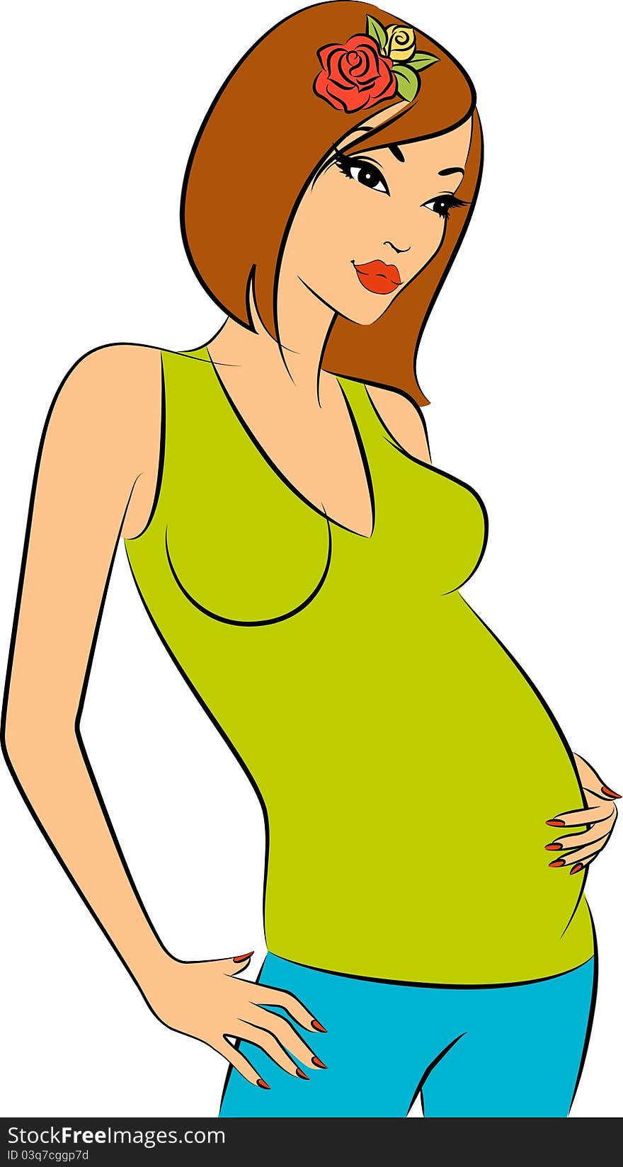 Beautiful pregnant girl. illustration for a design