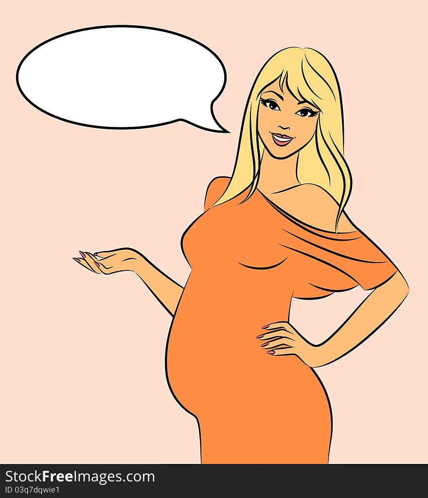 Beautiful pregnant girl.illustration for a design