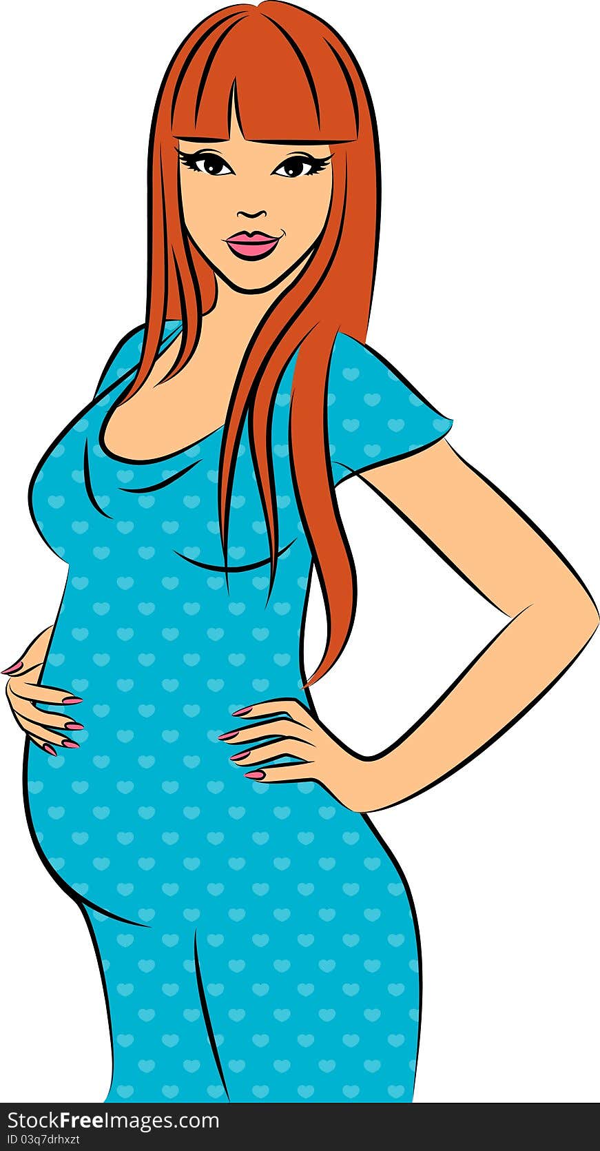 Beautiful pregnant girl. illustration for a design