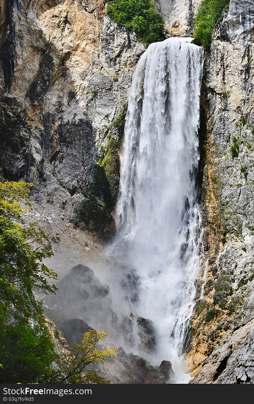 Waterfall Boka in Slovenia