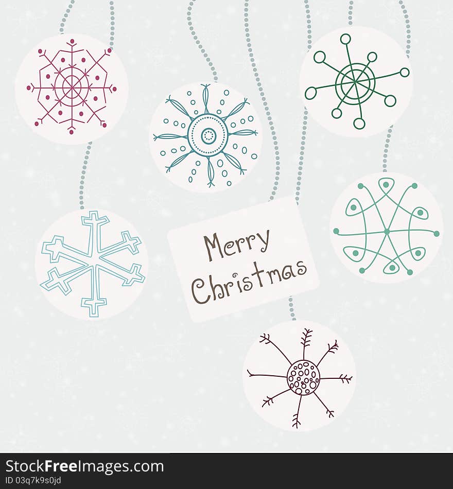 Christmas card with abstract snowflakes