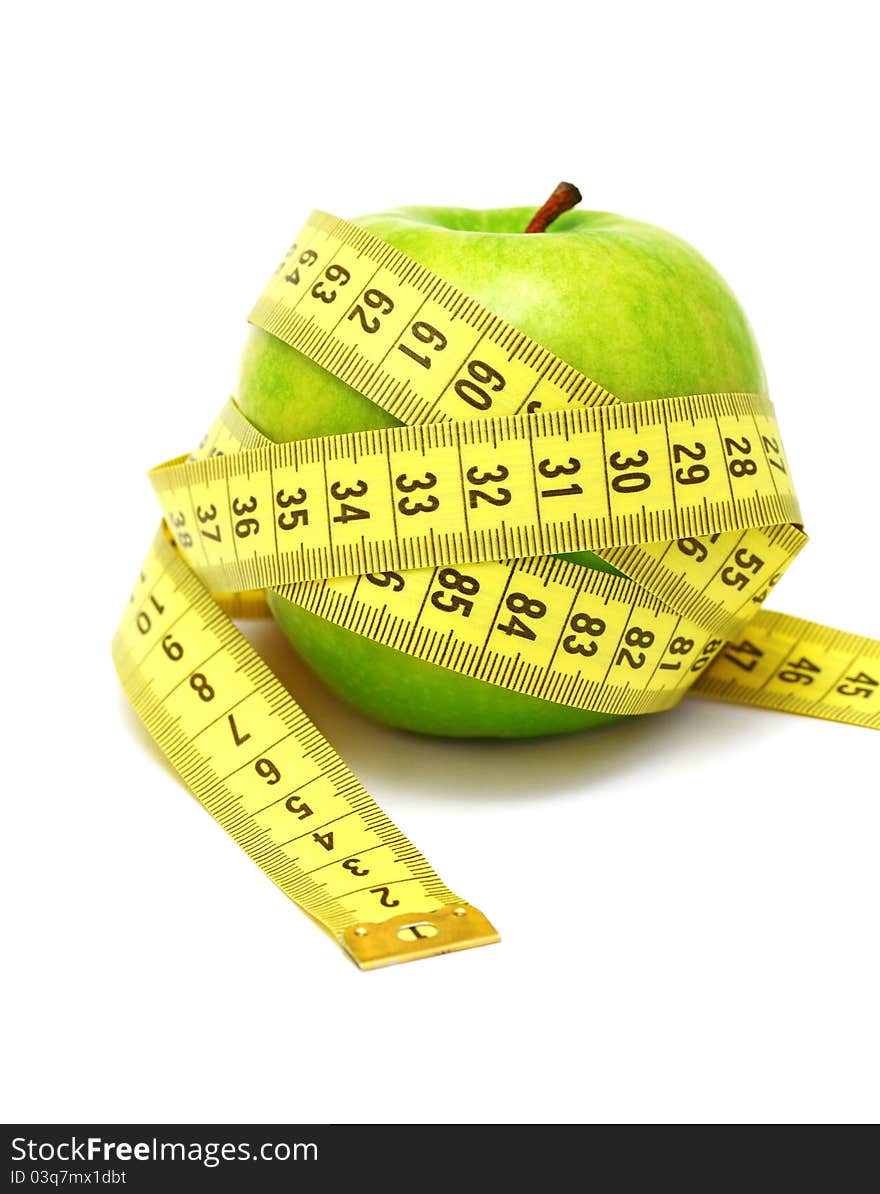 Apple And Measuring Tape (isolated)