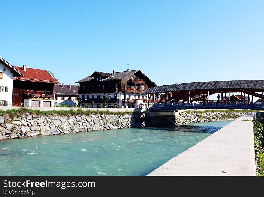 Peaceful alpine town in Bavaria, Germany - Eschenlohe. Peaceful alpine town in Bavaria, Germany - Eschenlohe