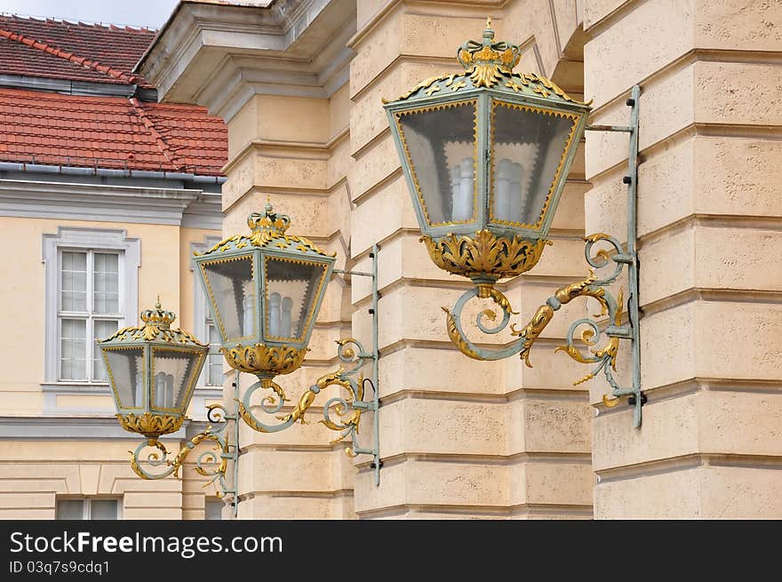 Old lanterns on the wall