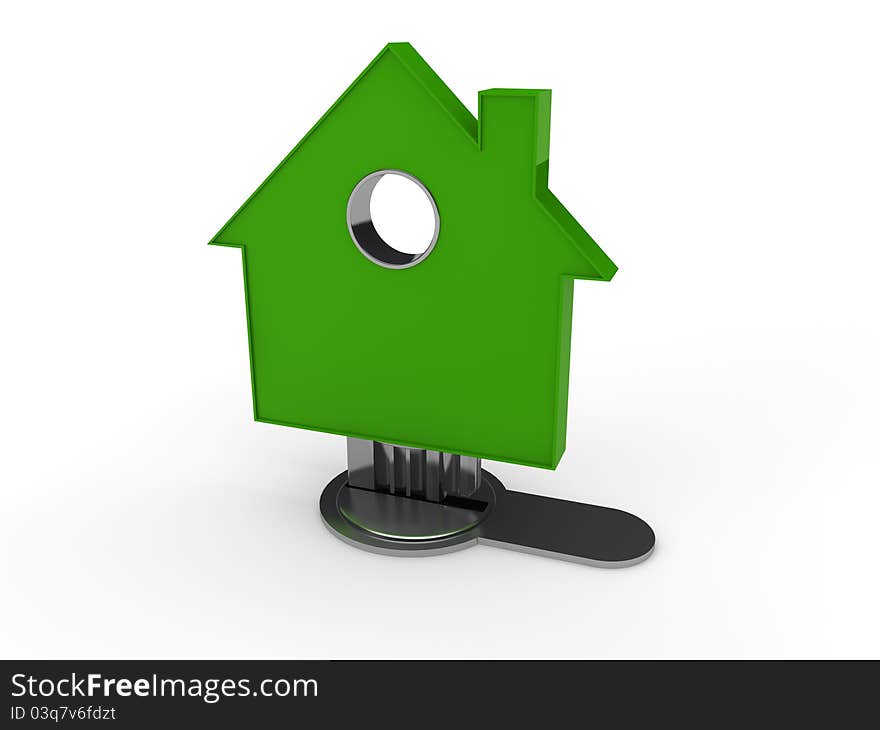 3d House Key Green