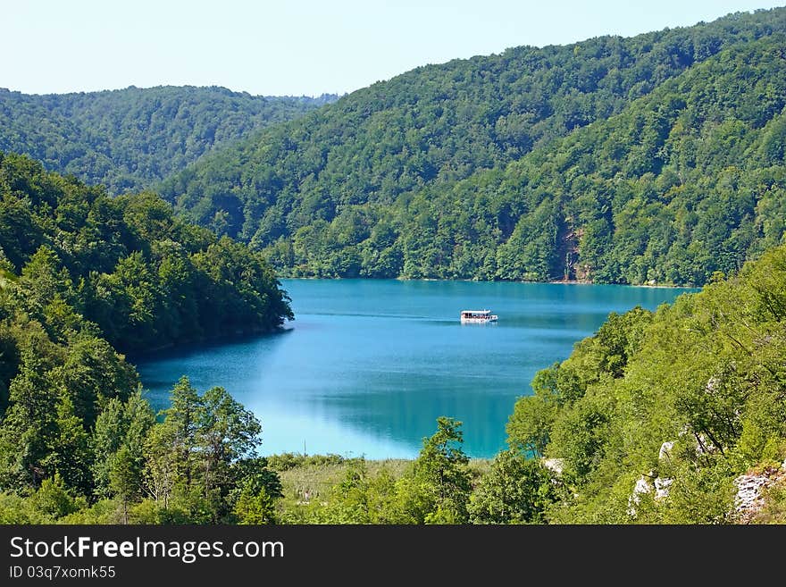 Lake in deep forest in the Plitvice Lakes national park in Croatia