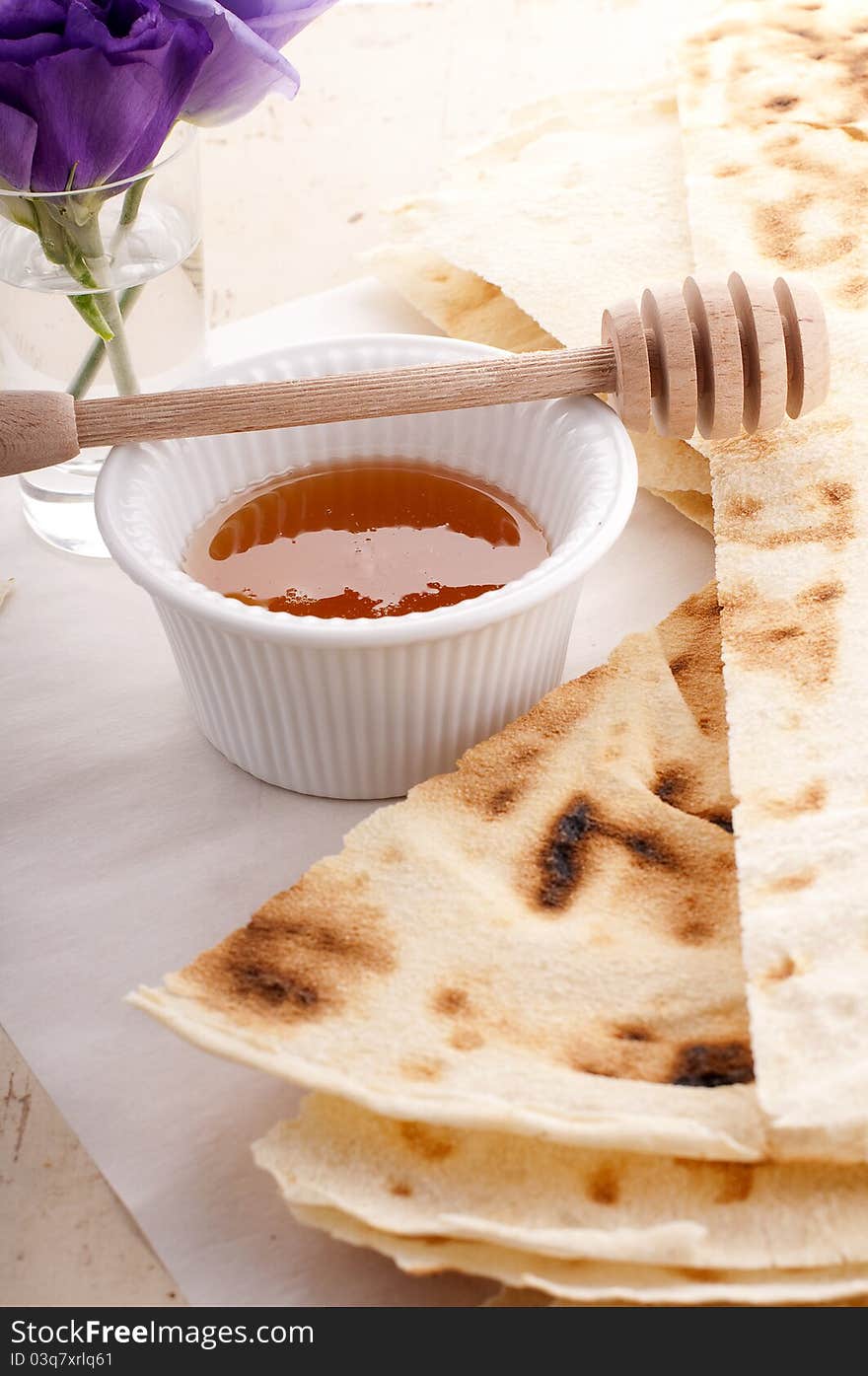 Traditional Sardinia's bread and honey