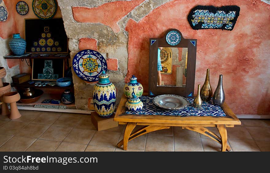 An old antique dining room interior inside classic home. An old antique dining room interior inside classic home