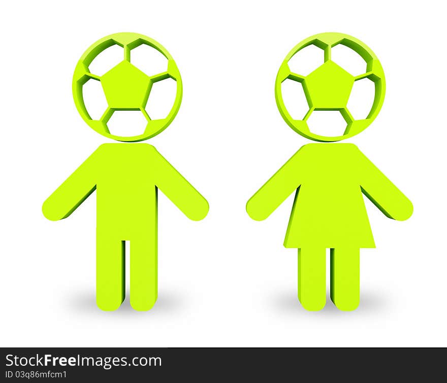 3d green male and female sign for football.