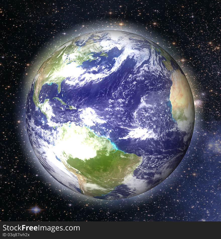 Earth, planets in universe, rendered