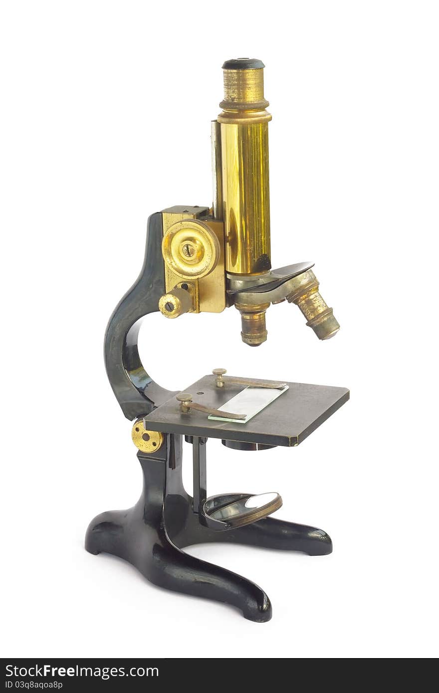 Old fashion microscope on white background. Old fashion microscope on white background