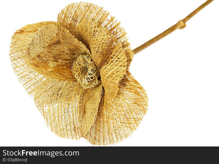 Beautiful flower made from straw, isolated on white background. Beautiful flower made from straw, isolated on white background