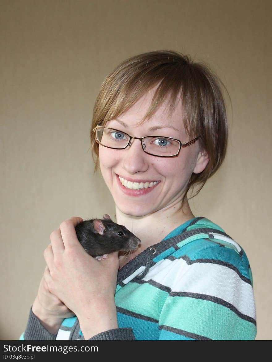 Young Woman With Rat