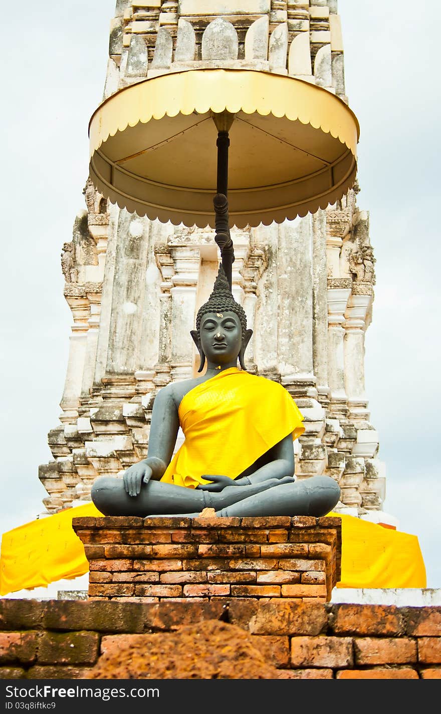 Black buddha image at a temple in Ratchaburi,Thailand