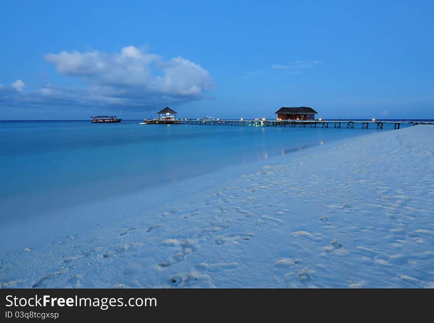 Mirihi is a small (app. 300m by 50m) island in the Alif Dhaal Atoll. Mirihi is currently used as a tourist island, hosting a holiday resort containing 36 guest bungalows consisting mainly of over-water accommodation