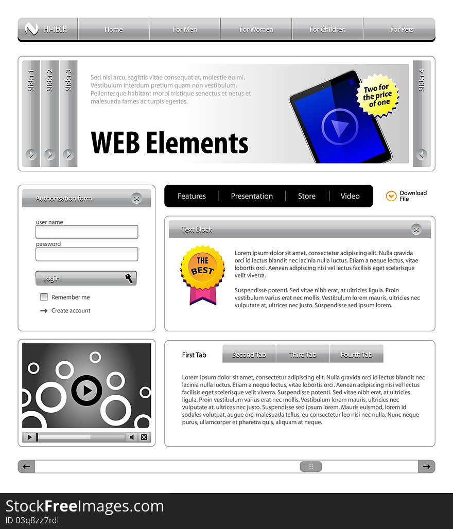 Hi-Tech Website Design Elements Gray