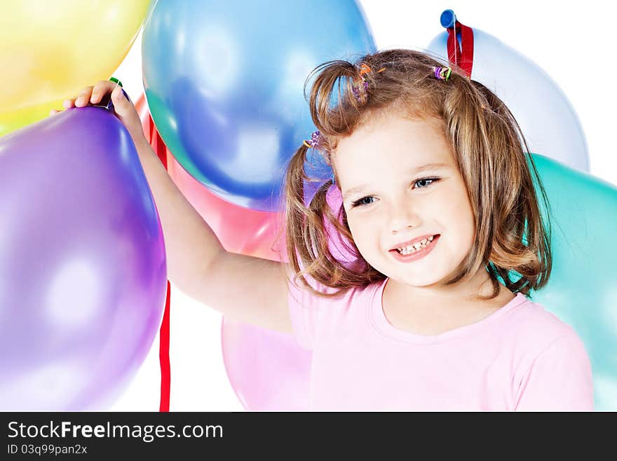 Foto-little girl holding balloons. Foto-little girl holding balloons