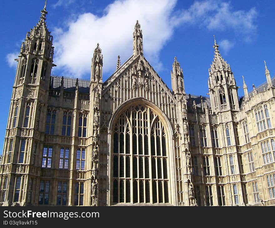 Facade of the parliament in london