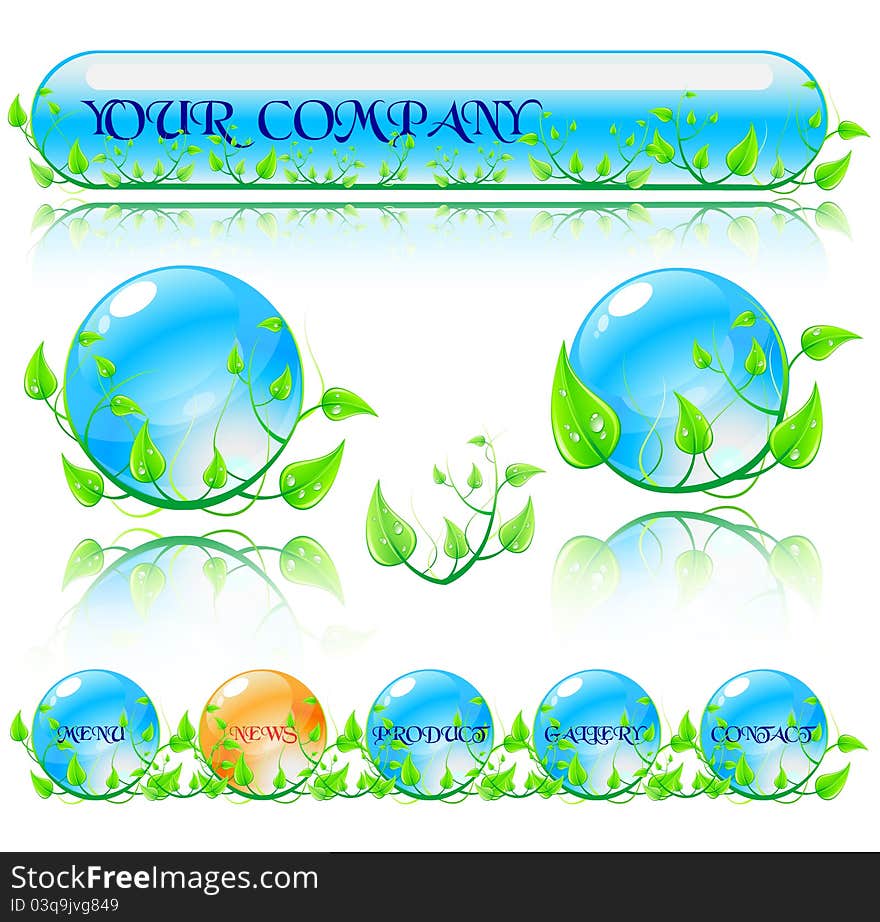 Abstract environmental theme elements. Website banners isolated on white background.