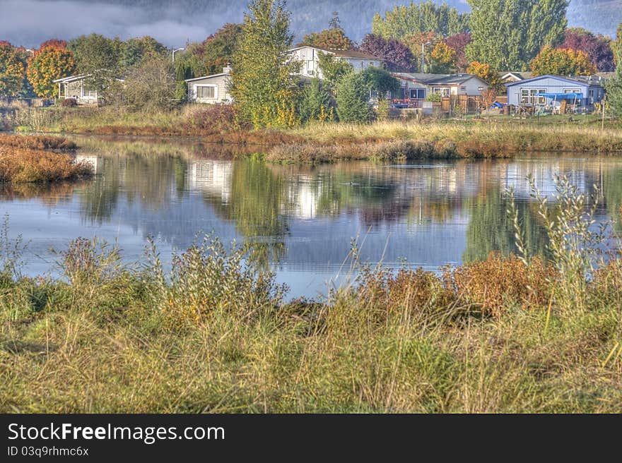 Country pond in HDR