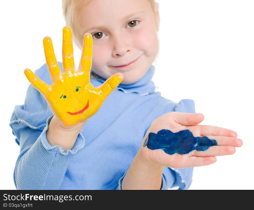 Cute girl playing with colors